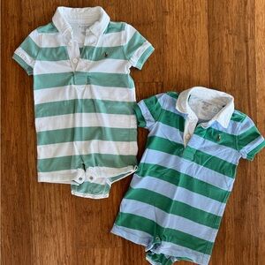 Ralph Lauren Polo Shortsleeved Striped Playsuits • Size 12months